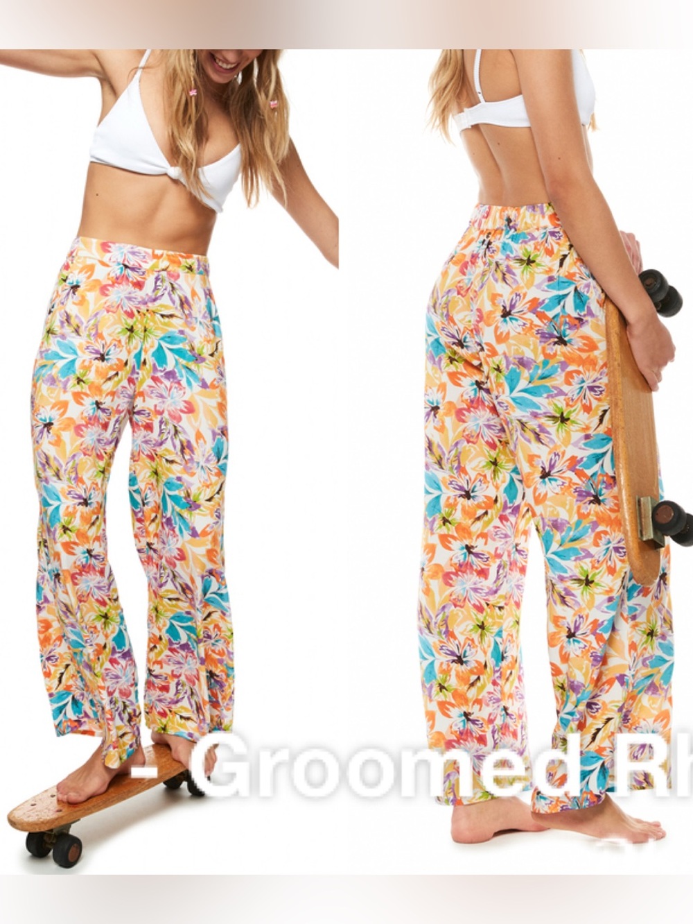 Roxy Midnight Avenue Floral Beach Pants Size L